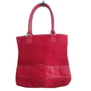 Signature Club A Holiday Red Suede Faux Leather Ladies Shoulder Tote Bag